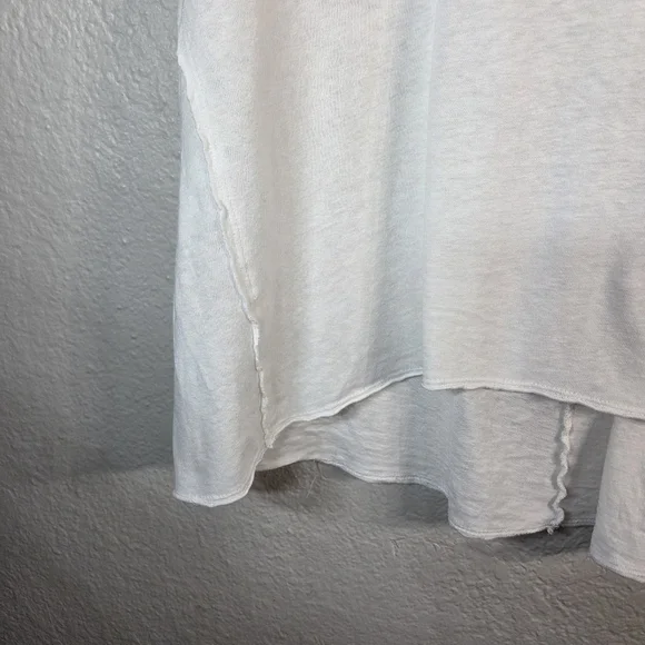 Pilcro Oversized Linen Lightweight Cap Muscle Tee Causal Sz L White Assimetrical - Picture 7 of 15